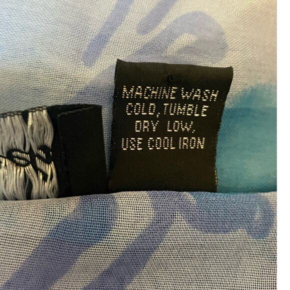 Cassee's Women's Blue Floral Sheer Button-Up Blouse | Size 2X - Picture 6 of 7